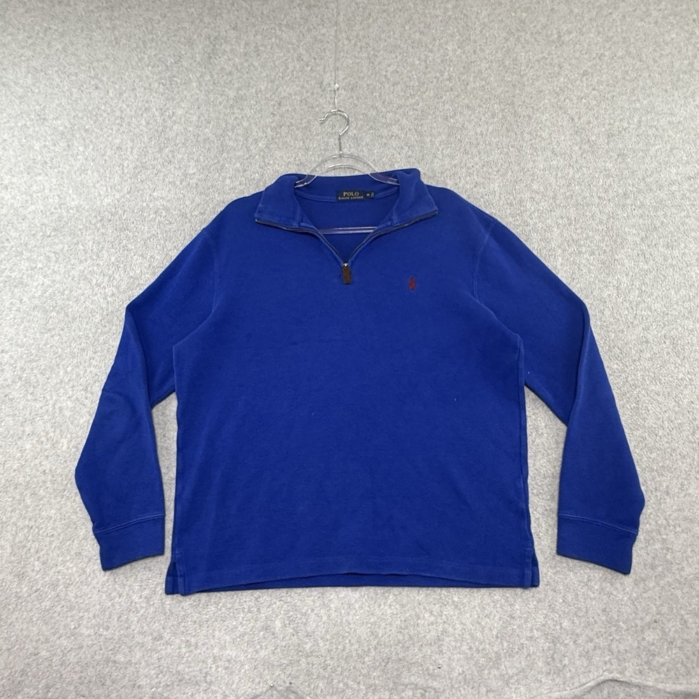 Polo Ralph Lauren Quarter Zip Pullover Mens Royal Blue Embroidered Pony Size M